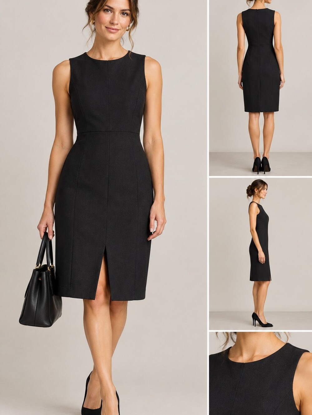 Anne Klein Black Sleeveless Sheath Dress - Size 2 - Fully Lined / Executive